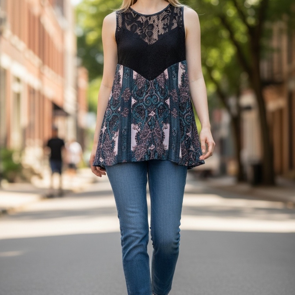 Intimately Free People Count Me In Long Top or Mini Dress, Size XS, Black Combo